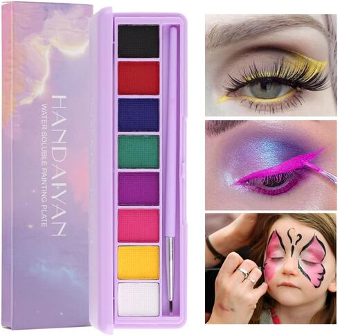 لوحة طلاء الجسم من Mrettick، 16 لونًا، لوحة مكياج احترافية غير سامة، طلاء الوجه والجسم للحفلات، والهالوين، والمسرح، والحفلات التنكرية in Kuwait