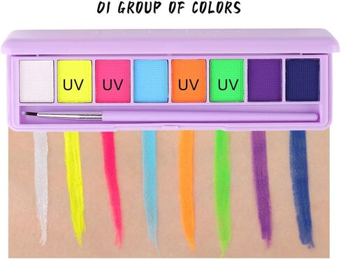 لوحة طلاء الجسم من Mrettick، 16 لونًا، لوحة مكياج احترافية غير سامة، طلاء الوجه والجسم للحفلات، والهالوين، والمسرح، والحفلات التنكرية in Kuwait