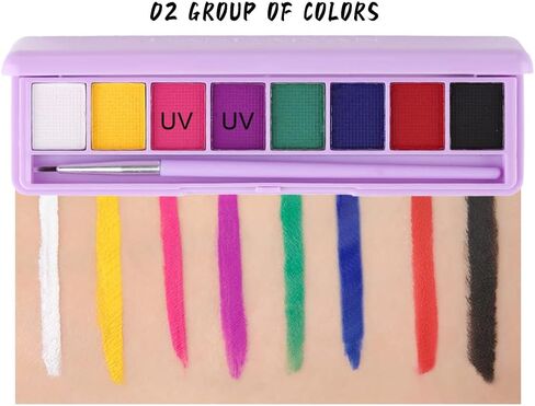 لوحة طلاء الجسم من Mrettick، 16 لونًا، لوحة مكياج احترافية غير سامة، طلاء الوجه والجسم للحفلات، والهالوين، والمسرح، والحفلات التنكرية in Kuwait