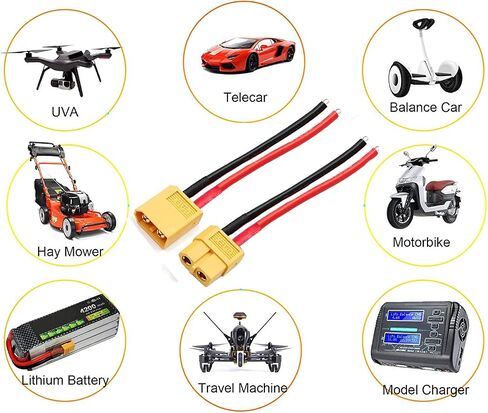 ZHOFONET 5 أزواج XT60 Pigtail، قابس XT60 ذكر وأنثى، محول موصل XT60 مع سلك سيليكون 10 سم 14AWG لبطارية RC Lipo FPV Racing Drone... in Saudi Arabia
