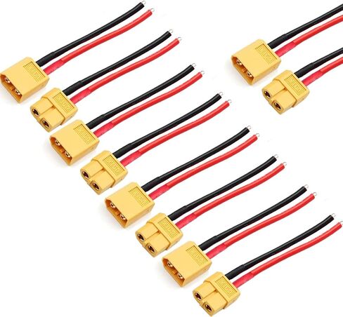 ZHOFONET 5 أزواج XT60 Pigtail، قابس XT60 ذكر وأنثى، محول موصل XT60 مع سلك سيليكون 10 سم 14AWG لبطارية RC Lipo FPV Racing Drone... in Saudi Arabia
