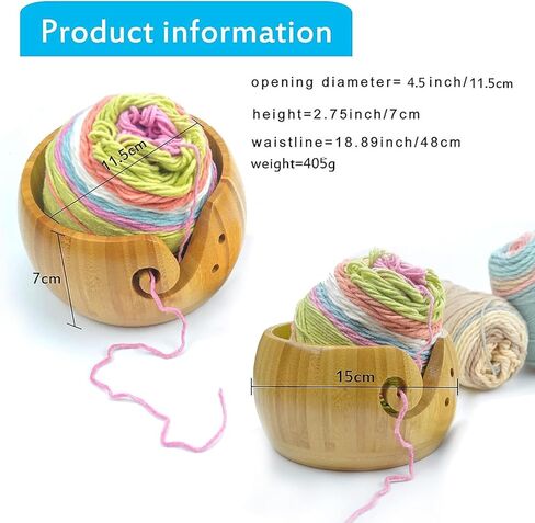 Handmade Wooden Yarn Bowl, 6.6 Inch Yarn Storage Bowl Rose Wood Weaving Yarn Holder Bowl with Thread Slot - for Knitting and Crocheting DIY Accessories Gift in Kuwait