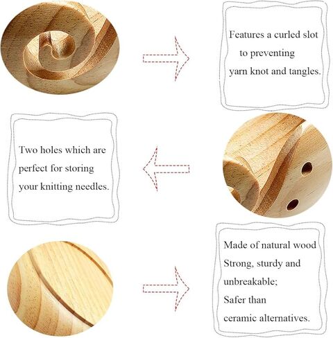 Handmade Wooden Yarn Bowl, 6.6 Inch Yarn Storage Bowl Rose Wood Weaving Yarn Holder Bowl with Thread Slot - for Knitting and Crocheting DIY Accessories Gift in Kuwait