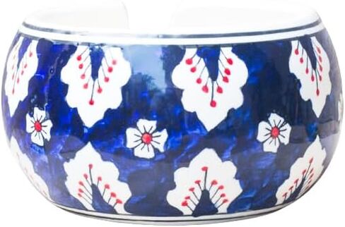 ETROVES وعاء غزل السيراميك للحياكة والكروشيه وعاء تخزين/حامل بتصميم دوامة (أزرق أبيض) in Kuwait