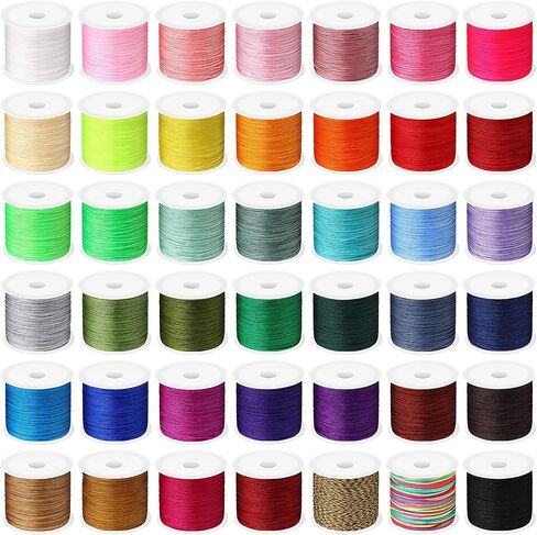 Timgle 42 Colors Chinese Knotting Cord 55 Yards 0.8 mm Nylon String Cord for Bracelets Nylon Beading Thread for Kumihimo Necklace Beading Dream Catchers Jewelry Making Christmas Ornament Braid Hair in Saudi Arabia