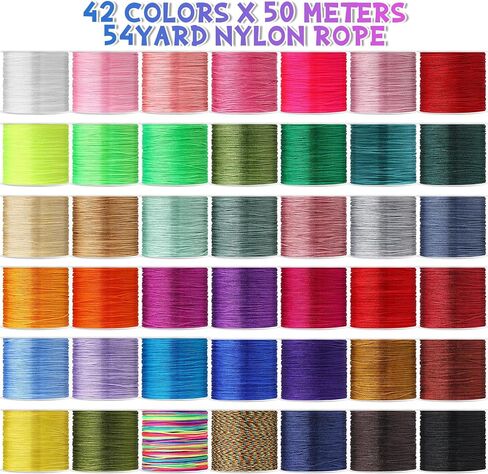 Timgle 42 Colors Chinese Knotting Cord 55 Yards 0.8 mm Nylon String Cord for Bracelets Nylon Beading Thread for Kumihimo Necklace Beading Dream Catchers Jewelry Making Christmas Ornament Braid Hair in Saudi Arabia