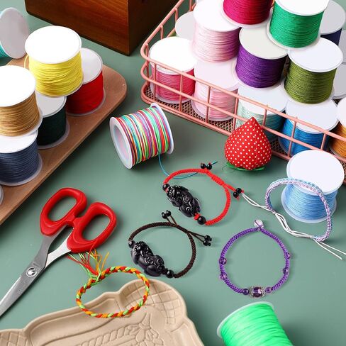 Timgle 42 Colors Chinese Knotting Cord 55 Yards 0.8 mm Nylon String Cord for Bracelets Nylon Beading Thread for Kumihimo Necklace Beading Dream Catchers Jewelry Making Christmas Ornament Braid Hair in Saudi Arabia