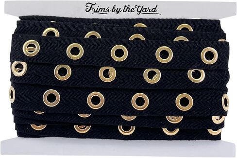Expo International 5 Yards of Birdie Finish Grommet Eyelet Tape Trim, Black/Gold in Saudi Arabia