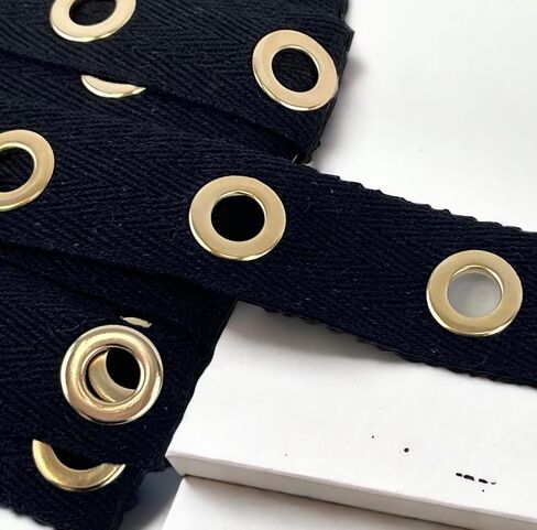 Expo International 5 Yards of Birdie Finish Grommet Eyelet Tape Trim, Black/Gold in Saudi Arabia