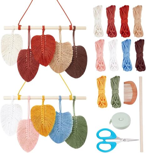 freebloss 2 مجموعة macrame ليف الجدار شنقا ديكور 10 ألوان القطن الحبال macrame عدة مع تعليمات macrame جدار نسيج لغرفة النوم هدية عيد ميلاد in Kuwait