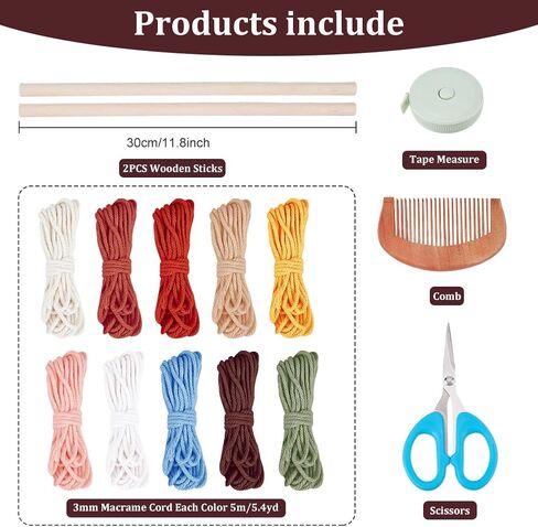 freebloss 2 مجموعة macrame ليف الجدار شنقا ديكور 10 ألوان القطن الحبال macrame عدة مع تعليمات macrame جدار نسيج لغرفة النوم هدية عيد ميلاد in Kuwait