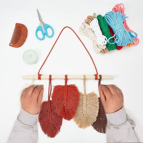 freebloss 2 مجموعة macrame ليف الجدار شنقا ديكور 10 ألوان القطن الحبال macrame عدة مع تعليمات macrame جدار نسيج لغرفة النوم هدية عيد ميلاد in Kuwait