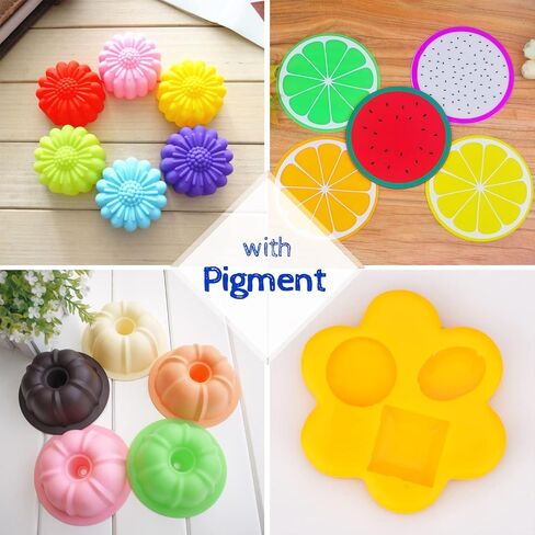 مجموعة صنع قوالب السيليكون - طقم 1 جالون من مطاط السيليكون السائل الشفاف 15A مع صبغة سيليكون، طوب - صب سيليكون سريع المعالجة بنسبة 1:1 لصنع قوالب راتنج السيليكون - مع تعليمات in Saudi Arabia
