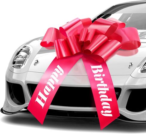 MIFFLIN-USA Happy Birthday Bow - Matte Red, 30 Inch - Butterfly Shape Giant Gift Bow for Birthday, Christmas - Huge Car Décor in Kuwait