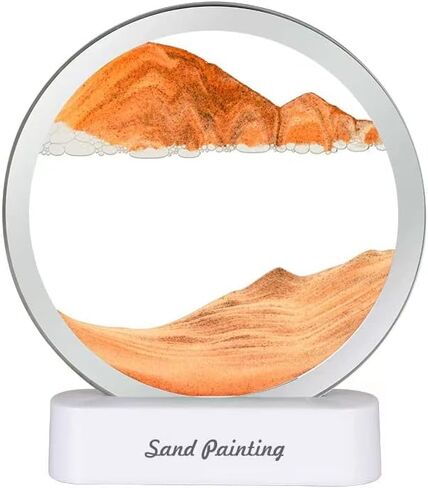 لوحة فنية للرمال المتحركة ثلاثية الابعاد باضاءة ليلية من يكيوجلين، صورة رمالية متحركة ثلاثية الابعاد لديكور المنزل والمكتب (برتقالي، 7 انش) in Kuwait