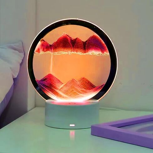 Neioaas Moving Sand Art Table Lamp-3D Deep Sea Sandscape Quicksand Lamp,7 Color Changing Sand Motion Desk Lamp,360° Rotating 3D Hourglass Lights,Desktop Art Toys for Life Home Decor(Red,Exclud 3AA) in Kuwait