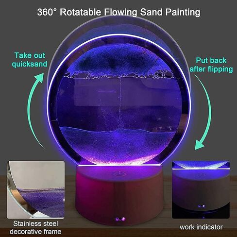 Neioaas Moving Sand Art Table Lamp-3D Deep Sea Sandscape Quicksand Lamp,7 Color Changing Sand Motion Desk Lamp,360° Rotating 3D Hourglass Lights,Desktop Art Toys for Life Home Decor(Red,Exclud 3AA) in Kuwait
