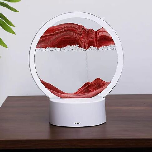 Neioaas Moving Sand Art Table Lamp-3D Deep Sea Sandscape Quicksand Lamp,7 Color Changing Sand Motion Desk Lamp,360° Rotating 3D Hourglass Lights,Desktop Art Toys for Life Home Decor(Red,Exclud 3AA) in Kuwait