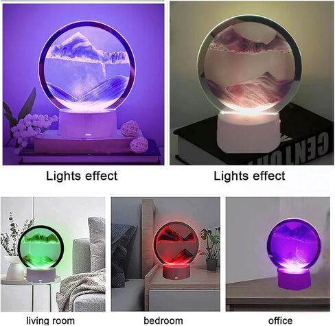 Neioaas Moving Sand Art Table Lamp-3D Deep Sea Sandscape Quicksand Lamp,7 Color Changing Sand Motion Desk Lamp,360° Rotating 3D Hourglass Lights,Desktop Art Toys for Life Home Decor(Red,Exclud 3AA) in Kuwait