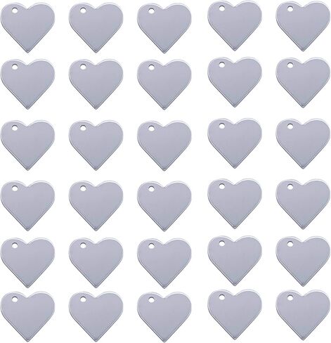 قلوب معدنية فارغة للنقش أو الختم - سحر القلب لحرف عيد الحب، سحر سلسلة المفاتيح، طقم ختم المعدن: 3/4 بوصة 14 قياس - 30 قطعة in Kuwait