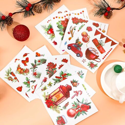 30 Sheets Christmas Rub on Transfers for Crafts and Furniture Xmas Santa Snowman Cardinals Transfer Stickers Winter Floral Bird Rub on Decal for Home Office Paper Wood DIY Crafts,5.9 x 5.9 Inch in Saudi Arabia