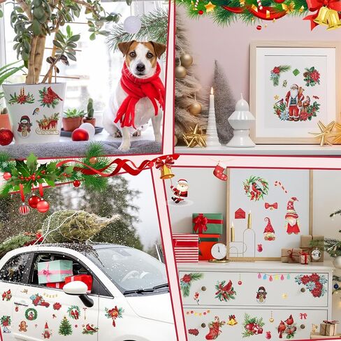 30 Sheets Christmas Rub on Transfers for Crafts and Furniture Xmas Santa Snowman Cardinals Transfer Stickers Winter Floral Bird Rub on Decal for Home Office Paper Wood DIY Crafts,5.9 x 5.9 Inch in Saudi Arabia