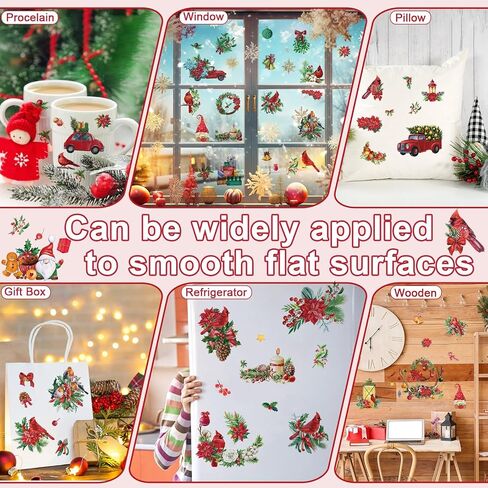 30 Sheets Christmas Rub on Transfers for Crafts and Furniture Xmas Santa Snowman Cardinals Transfer Stickers Winter Floral Bird Rub on Decal for Home Office Paper Wood DIY Crafts,5.9 x 5.9 Inch in Saudi Arabia