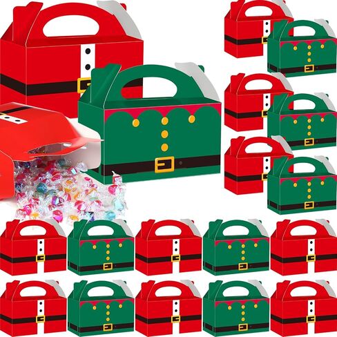 Cholemy 100 Pieces Christmas Gift Boxes 3D Xmas Paper Cardboard Treat Box Santa Claus Elf Cookie Goodie Candy Boxes for Holiday Christmas Party Favor Supplies in Saudi Arabia