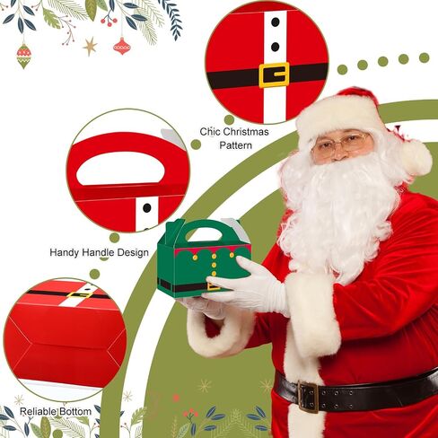 Cholemy 100 Pieces Christmas Gift Boxes 3D Xmas Paper Cardboard Treat Box Santa Claus Elf Cookie Goodie Candy Boxes for Holiday Christmas Party Favor Supplies in Saudi Arabia