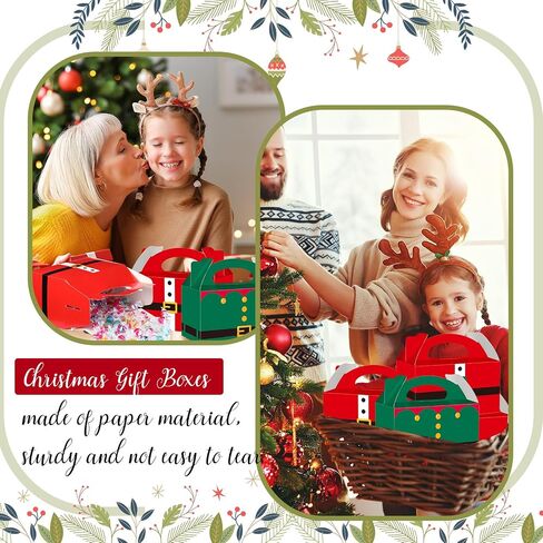 Cholemy 100 Pieces Christmas Gift Boxes 3D Xmas Paper Cardboard Treat Box Santa Claus Elf Cookie Goodie Candy Boxes for Holiday Christmas Party Favor Supplies in Saudi Arabia