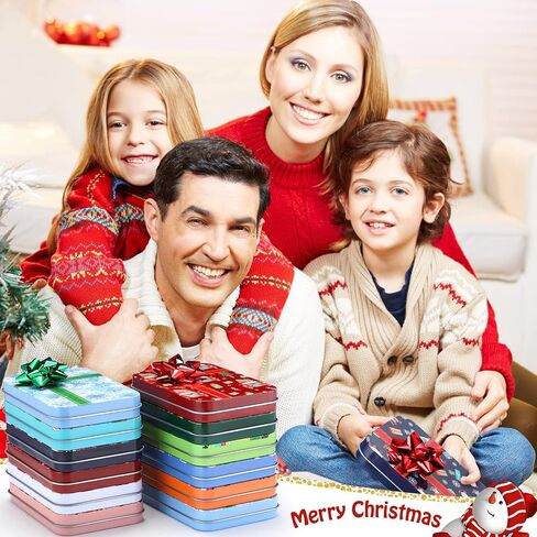 Sliner 24 قطعة صندوق حامل بطاقة هدايا عيد الميلاد مع ملصقات الزهور، 4.9 بوصة × 3.3 بوصة × 0.7 بوصة، صناديق حامل بطاقات عيد الميلاد، علب بطاقات الهدايا مع أغطية، صناديق تغليف الهدايا، صناديق القصدير للعطلات مع أغطية للحفلات in Kuwait