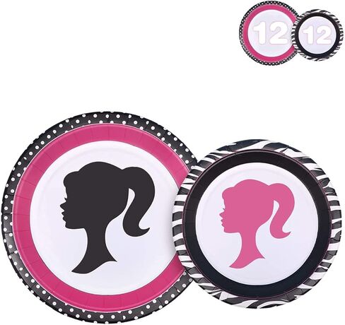 Valentina Buck 24 counts Girl Party Plates for Babi Plates Birthday Plate 7 Inch 9 Inch, Cake Paper Dessert Set Birthday Party Supplies Decorations in Kuwait