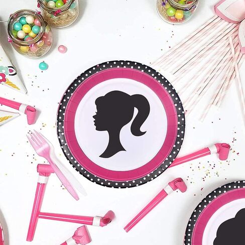 Valentina Buck 24 counts Girl Party Plates for Babi Plates Birthday Plate 7 Inch 9 Inch, Cake Paper Dessert Set Birthday Party Supplies Decorations in Kuwait