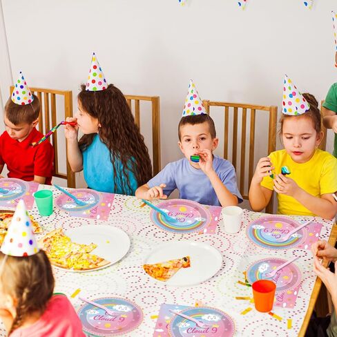 96 Pcs On Cloud 9 Birthday Decorations for Girls On Cloud 9 Party Plates and Napkins Supplies 9th BirthdayTableware Set Rainbow Themed Party Favors Serves 24 Guests in Kuwait