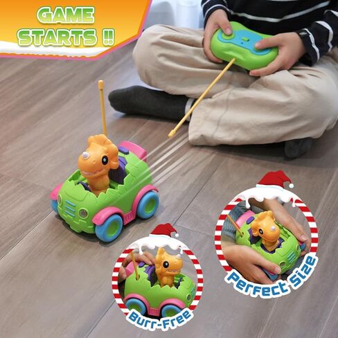Nueplay Remote Control Car for Toddler Age 2 3 4 5, Electric RC Car Toys with Light & Music, Toddler Dinosaur Toys, Dino Race Car Vehicles, Dinosaur Figures Truck, Birthday Gift for Boys & Girls Green in Kuwait