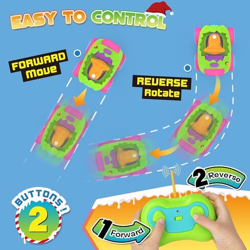 Nueplay Remote Control Car for Toddler Age 2 3 4 5, Electric RC Car Toys with Light & Music, Toddler Dinosaur Toys, Dino Race Car Vehicles, Dinosaur Figures Truck, Birthday Gift for Boys & Girls Green in Kuwait