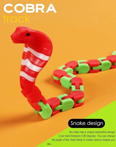 ألعاب Cobra 18 Links Wacky Tracks Snap and Click Fidget Toys، ألعاب حسية لأصابع الأصابع، ألعاب أحجية الصور المقطوعة على شكل ثعبان لتخفيف التوتر للأطفال، حشو حقائب الحفلات، هدايا الحفلات، 4 قطع عشوائية in Kuwait