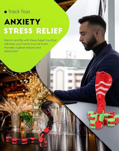 ألعاب Cobra 18 Links Wacky Tracks Snap and Click Fidget Toys، ألعاب حسية لأصابع الأصابع، ألعاب أحجية الصور المقطوعة على شكل ثعبان لتخفيف التوتر للأطفال، حشو حقائب الحفلات، هدايا الحفلات، 4 قطع عشوائية in Kuwait