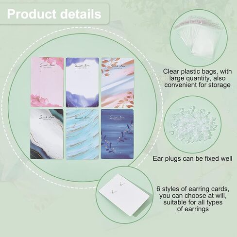 PH PandaHall 120 قطعة من بطاقات عرض المجوهرات 6 بطاقات حامل مجوهرات على شكل صندوق مجوهرات من الورق المقوى الأبيض مع 240 قطعة من صواميل الأقراط و120 قطعة من أكياس OPP لسوار القرط DIY وتغليف المجوهرات in Kuwait