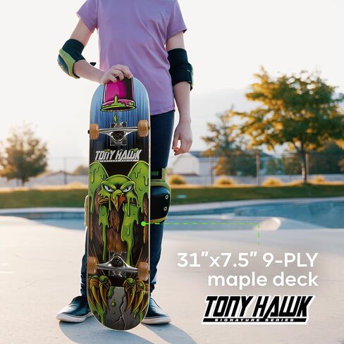 Tony Hawk 31 Inch Skateboard, Tony Hawk Signature Series 2, 9-Ply Maple Deck Skateboard for Cruising, Carving, Tricks and Downhill in Kuwait