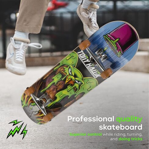 Tony Hawk 31 Inch Skateboard, Tony Hawk Signature Series 2, 9-Ply Maple Deck Skateboard for Cruising, Carving, Tricks and Downhill in Kuwait