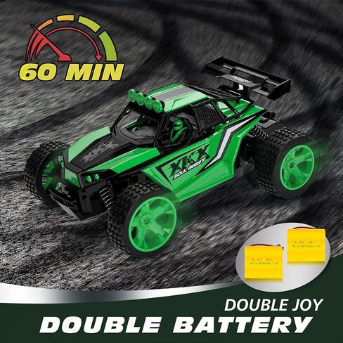 سيارة تيكنوك RC للأطفال، 2.4 جيجا هرتز 20 كم/ساعة عالية السرعة مع جهاز تحكم عن بعد، 1:18 2WD سيارة سباق للطرق الوعرة مع بطاريتين قابلتين للشحن لمدة 60 دقيقة من اللعب، هدية رائعة للأولاد والبنات (أزرق) in Kuwait