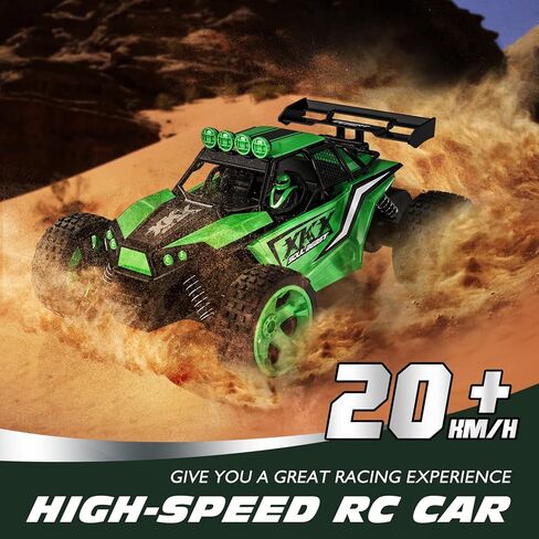 سيارة تيكنوك RC للأطفال، 2.4 جيجا هرتز 20 كم/ساعة عالية السرعة مع جهاز تحكم عن بعد، 1:18 2WD سيارة سباق للطرق الوعرة مع بطاريتين قابلتين للشحن لمدة 60 دقيقة من اللعب، هدية رائعة للأولاد والبنات (أزرق) in Kuwait