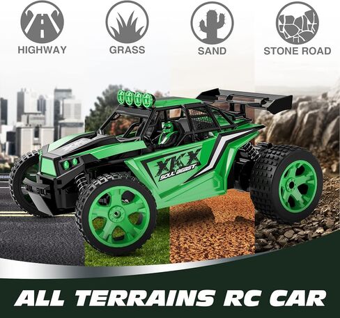 سيارة تيكنوك RC للأطفال، 2.4 جيجا هرتز 20 كم/ساعة عالية السرعة مع جهاز تحكم عن بعد، 1:18 2WD سيارة سباق للطرق الوعرة مع بطاريتين قابلتين للشحن لمدة 60 دقيقة من اللعب، هدية رائعة للأولاد والبنات (أزرق) in Kuwait