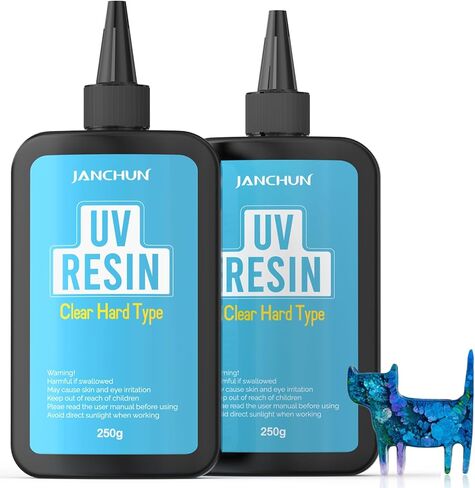 JANCHUN Clear UV Resin kit - Upgraded 300g Ultraviolet UV Resin Glue Hard Type, Low Odor, Fast Curing UV Epoxy Resin Color Pigment for Jewelry Making kit, DIY Crafts Resin Molds Coating and Beginners in Kuwait