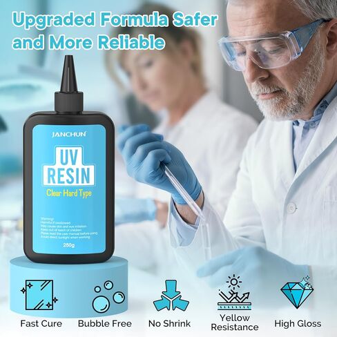 JANCHUN Clear UV Resin kit - Upgraded 300g Ultraviolet UV Resin Glue Hard Type, Low Odor, Fast Curing UV Epoxy Resin Color Pigment for Jewelry Making kit, DIY Crafts Resin Molds Coating and Beginners in Kuwait