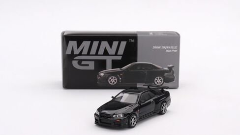 True Scale Miniatures Model Car Compatible with Nissan Skyline GT-R (R34) V-Spec Black Pearl Limited Edition 1/64 Diecast Model Car MGT00570 in Saudi Arabia