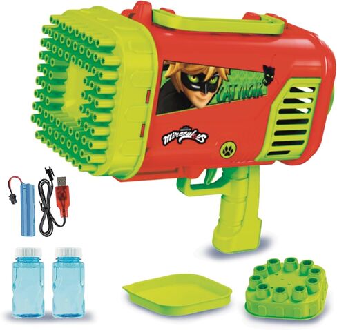 Miraculous Ladybug - Ultimate Bubble Blaster, 80 Holes Automatic Bubble Machine for Kids with Colorful Lights, Bubble Solution and Replacement Head, Bubble Blower for Kids Summer Activities (Wyncor) in Saudi Arabia