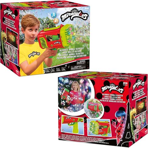 Miraculous Ladybug - Ultimate Bubble Blaster, 80 Holes Automatic Bubble Machine for Kids with Colorful Lights, Bubble Solution and Replacement Head, Bubble Blower for Kids Summer Activities (Wyncor) in Saudi Arabia