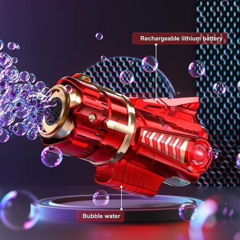 مسدس فقاعات للاطفال من سن 4 الى 8 سنوات، مسدس فقاعات 12 فتحة مع اضواء LED وينتج الاف الفقاعات في الدقيقة، العاب صنع الفقاعات في الهواء الطلق للاطفال والكبار في الصيف in Kuwait